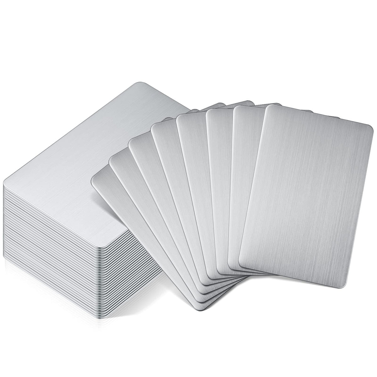 30 Pieces 304 Stainless Steel Metal Business Cards Blank Steel Laser Engraving Stainless Cards for House Office Customer DIY Gift Plate, 86 x 54 mm(0.8mm Thickness)