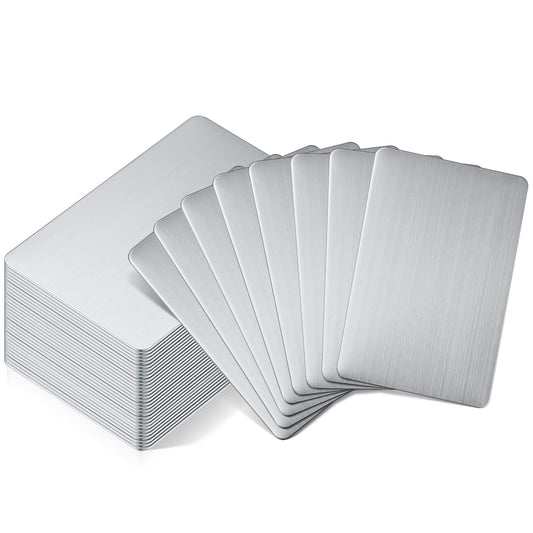 30 Pieces 304 Stainless Steel Metal Business Cards Blank Steel Laser Engraving Stainless Cards for House Office Customer DIY Gift Plate, 86 x 54 mm(0.8mm Thickness)