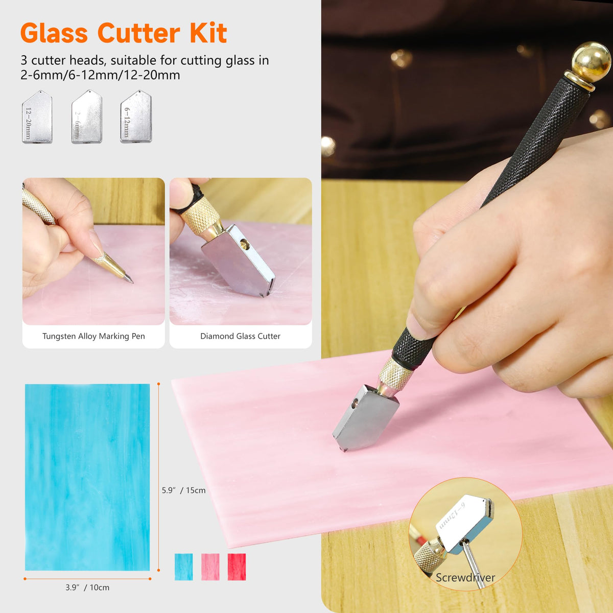 PP OPOUNT Stained Glass Kit for Beginners & Adults, Complete Stained Glass Making Kit with 100W Adjustable Soldering Iron, Glass Cutting Tools, Diamond Cutter Set & Instructions for DIY Glass Crafts