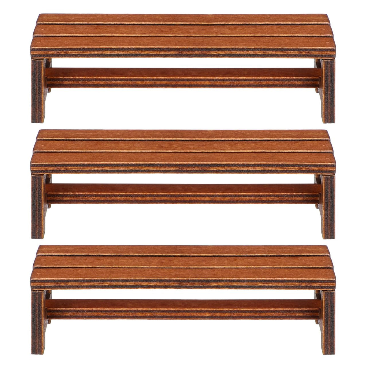 Garneck 3pcs Miniature Wooden Bench Set 1:12 Dollhouse Furniture Bench Mini Simulation Furniture Mini Chair Decor for Fairy Garden and Tabletop Micro Landscape Tiny House Decor