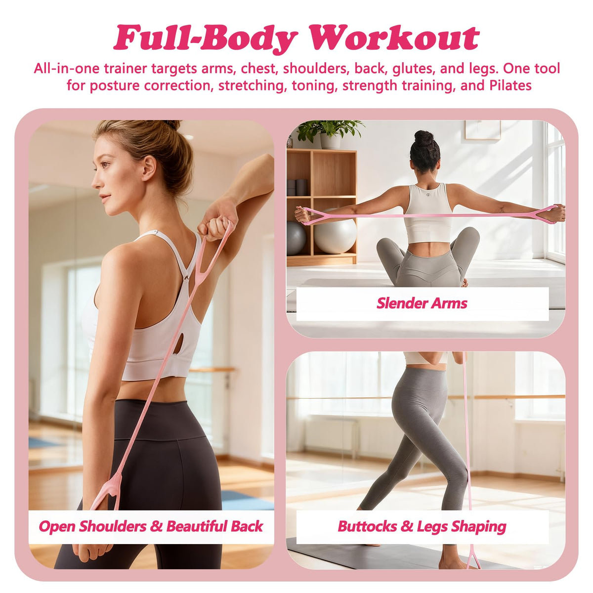 Figure 8 Resistance Band (25 lbs Resistance Level), Exercise Bands with Handles for Women & Men, Full Body Workout Bands for Arms, Back, Shoulders, and Legs, Portable Fitness Gift for Home Gym