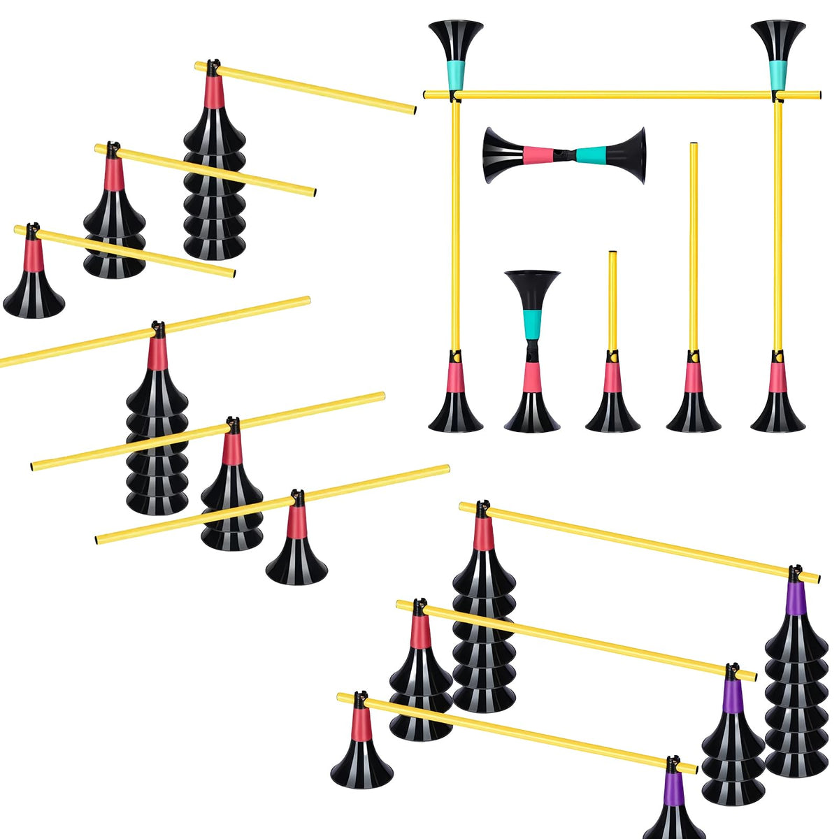 Basketball Training Cones and Agility Poles Set, 8pcs Cones with Anti-Slip Silicone Sleeve & 8pcs 19.7" Poles, Heavy Duty Soccer Training Equipment for Dribbling Drills and Speed Hurdles (Blue)