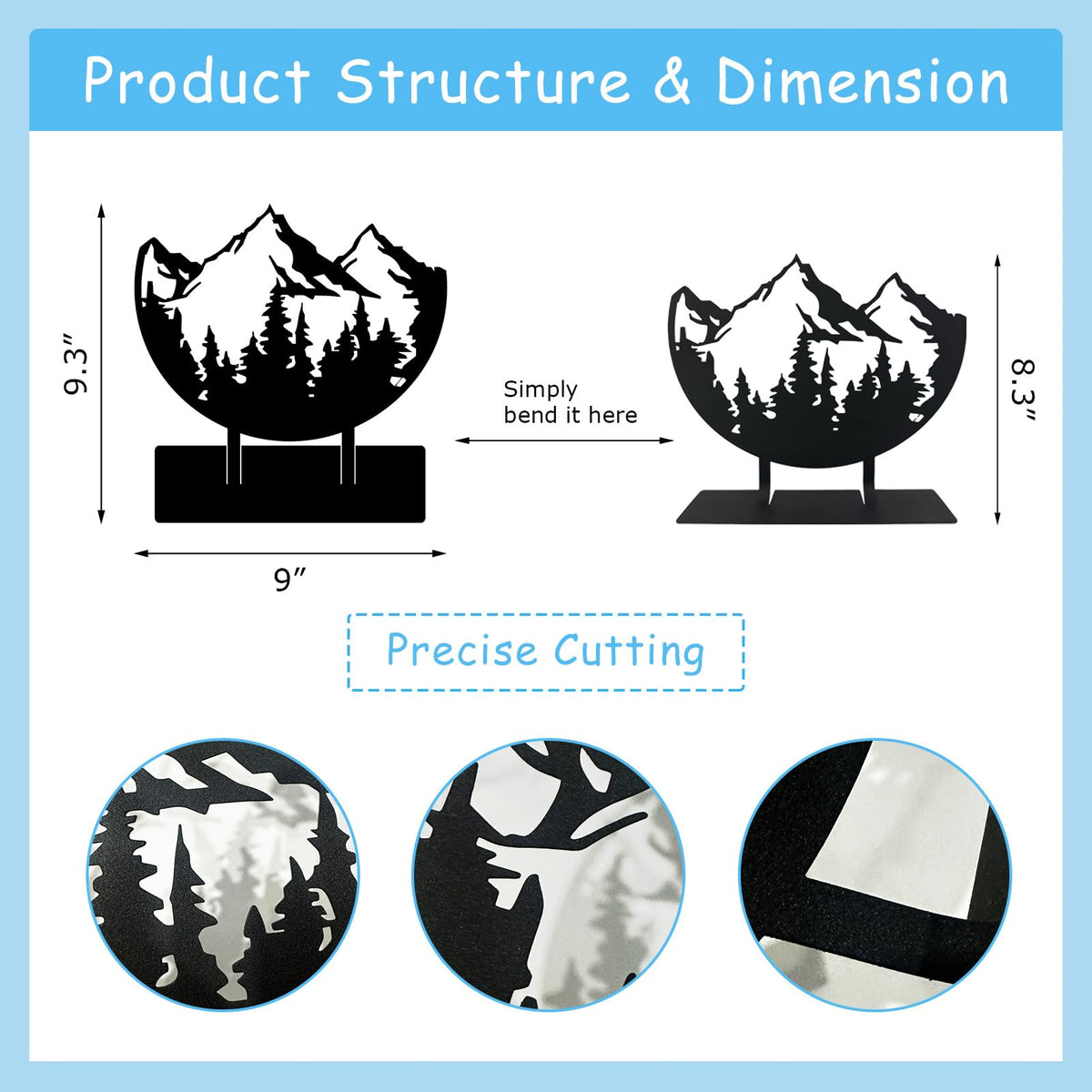 DASIMAT Metal Mountain Table Top Decor, Forest Decorative Sign, Woodland Tabletop Decor, Tabletop Decorative Accents, Travel Adventure Table Centerpiece for Home Farmhouse