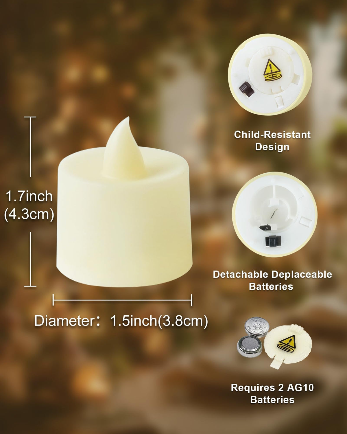 Amagic 100 Pack LED Tea lights, Flameless Votive Candles, Lasting Electric Fake Small Candles, Battery Operated Tealights Candles for Halloween, Christmas, Home Decor, Wedding, Party, Festival (Ivory)