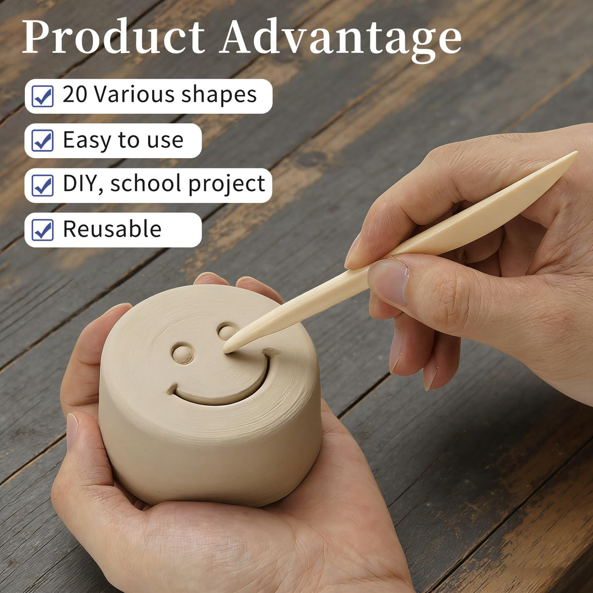 Decorniqu 100 Pcs 10 Set Plastic Clay Sculpting Tools Double Ended Pottery Modeling Clay Tools Reusable Polymer Carving Cutters Supplies for Carving Styling Embossing Air Dry Clay Crafts
