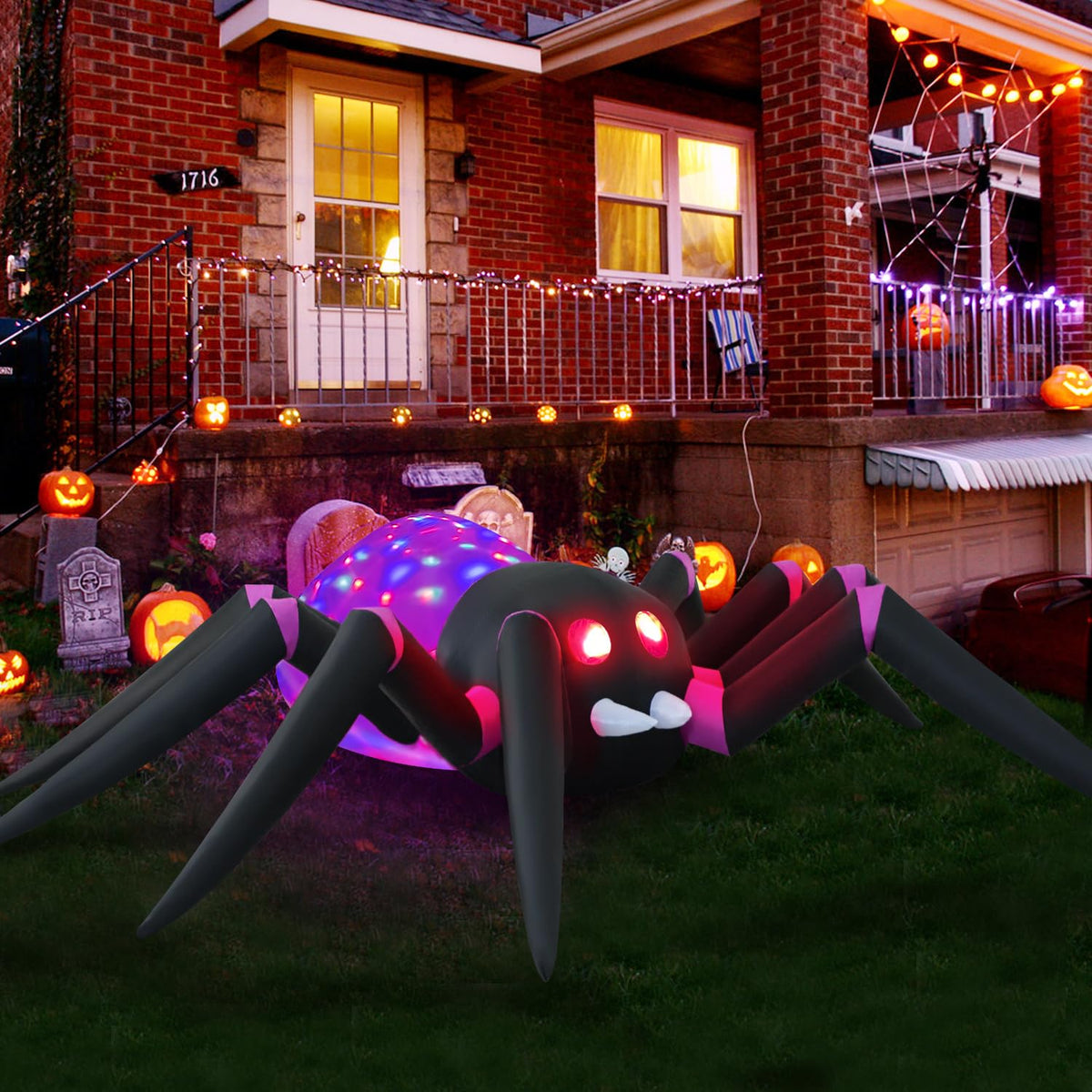 HZGDEJTG 12ft Purple Spider Halloween Inflatable Outdoor Decoration, Yard Decorations with LED Lights for Outdoor Lawn, Garden, Home Holiday Party