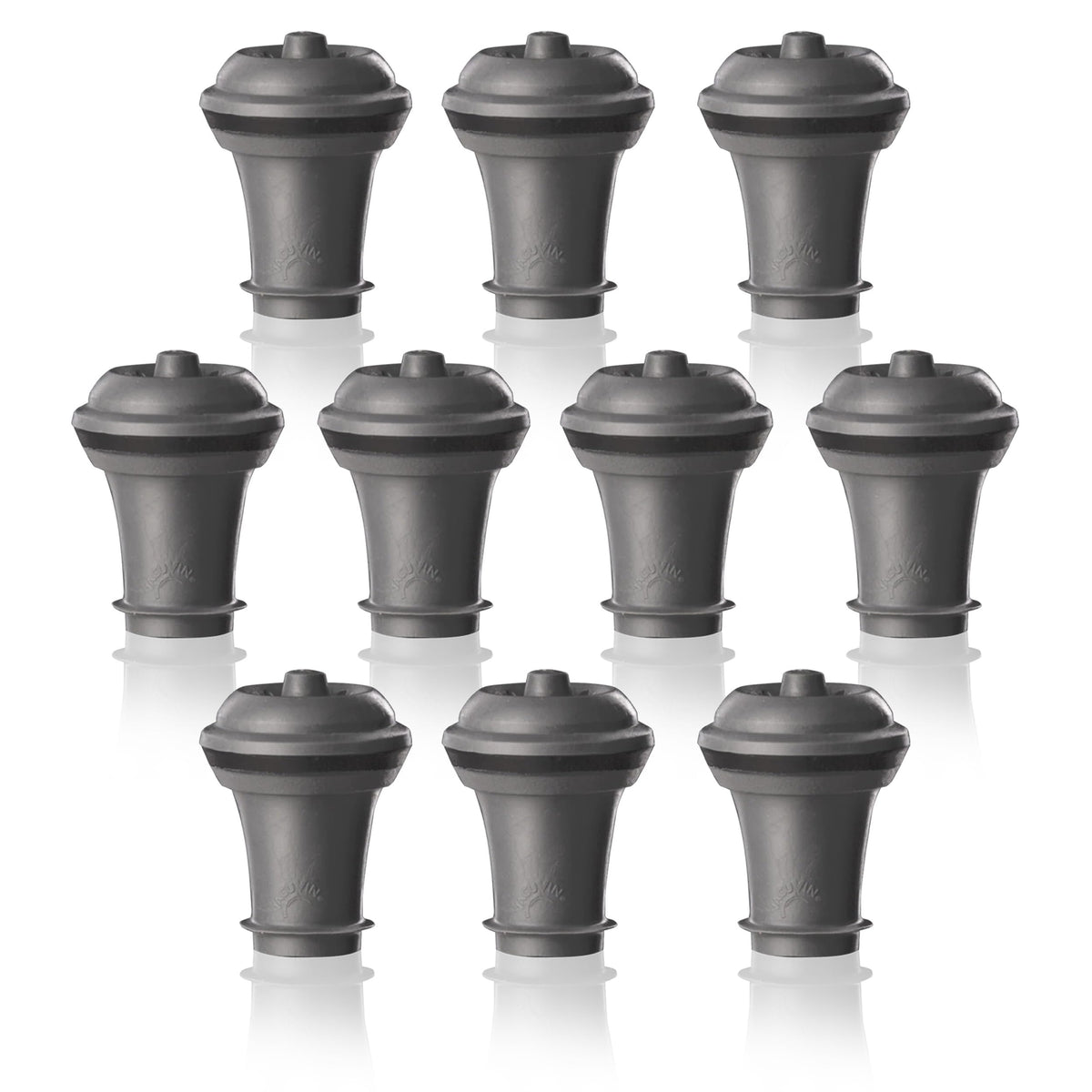 Vacu Vin Wine Stopper Set – 10 Pack Wine Bottle Stopper Cork Alternative – Vacuum Wine Stoppers for Wine Bottles – Reusable Rubber Bottle Stoppers for Wine Saver Pump – Gray