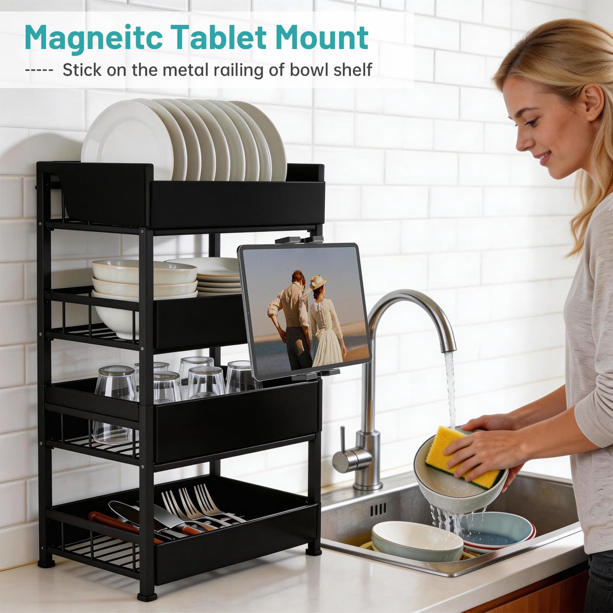 Mippko Magnetic Tablet Holder Fridge iPad Mount for Vehicle/Cabinet/Metal Shelf/Whiteboard,Strong Magnetic Base Stand Attracts Metal Surface,Compatible with 4.7~12.9" iPad/Nexus/e-Reader/iPhone