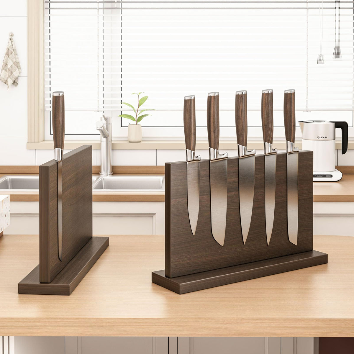 THMINS Extra Large Magnetic Knife Holder, 16 x 9 Inches Double-Sided Magnetic Knife Block Universal Multi-function Display Rack for Kitchen Counter (Dark Gray)
