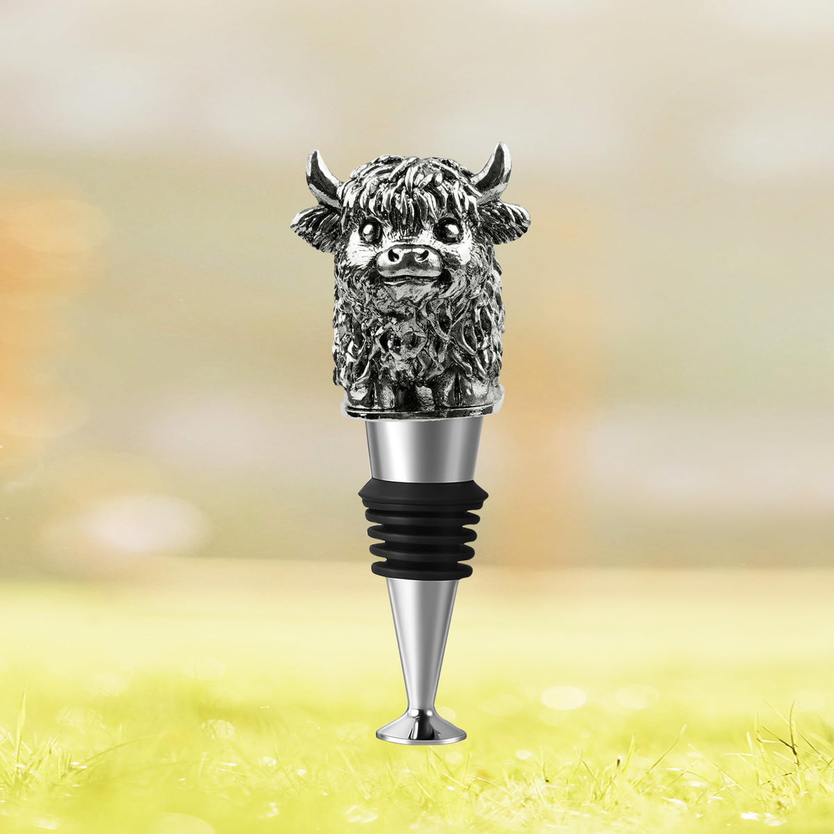 Highland Cow Wine Bottle Stopper, Highland Cow Gifts with Gift Box, Wine Gifts Christmas Birthday Gifts for Women Men, Wine Stopper for Wine Champagne Prosecco
