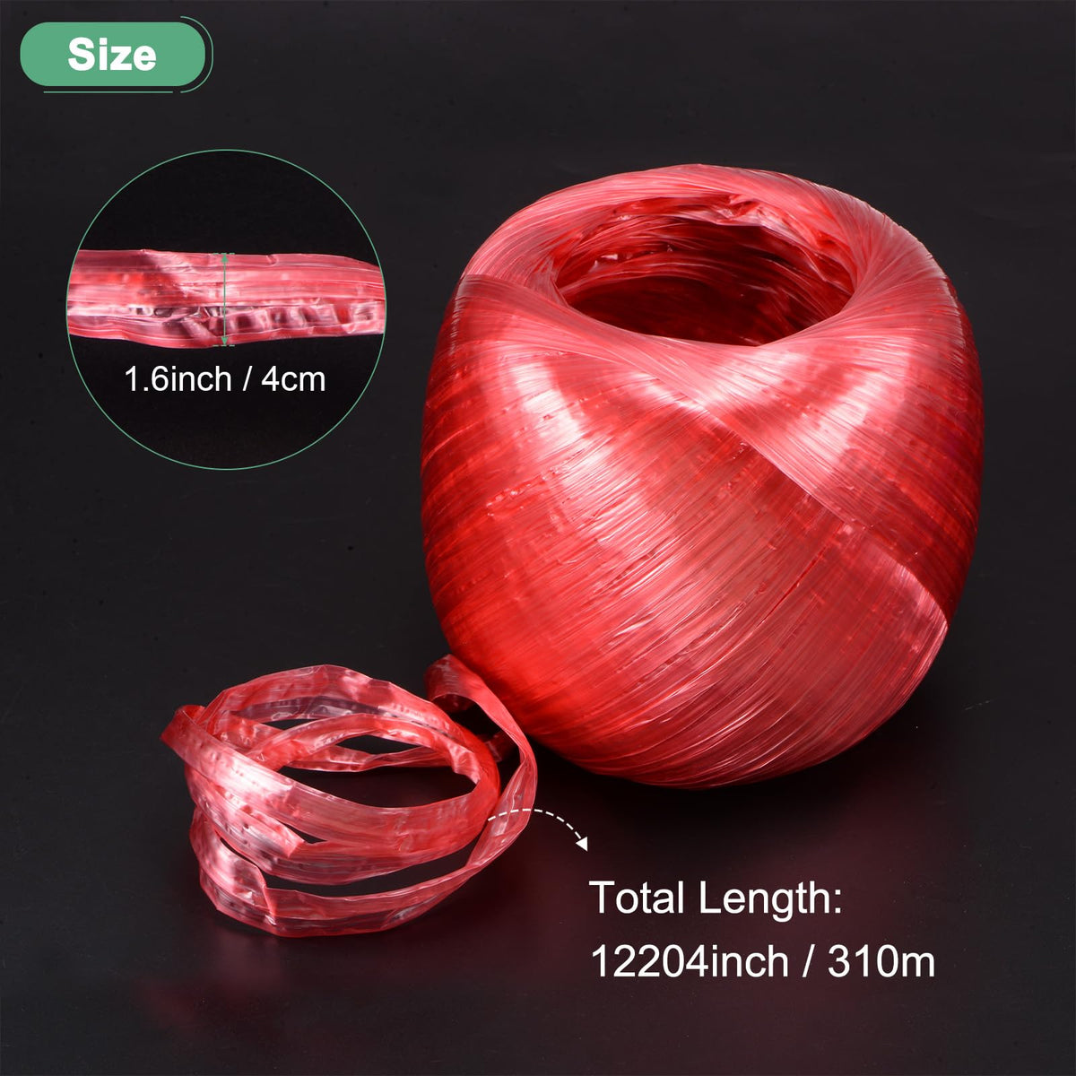 M METERXITY Polyester Nylon Plastic Rope Twine, 4cm Width 310M Length Household Bundled Plastic Ropes Roll for Crafting/Gardening/Packing/Carrying [1017FT/12204IN, Red]