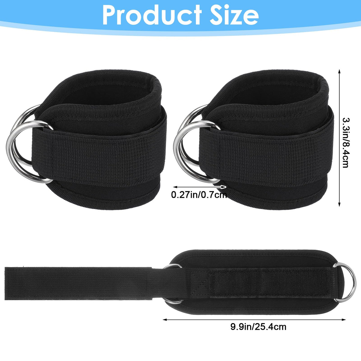 2 PCS Weightlifting Straps With D Ring, Adjustable Wrist Cuffs Gym, Padded Wrist Support, Cable Machine Accessories, Strength Training Equipment
