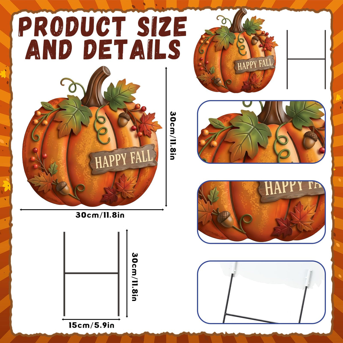 Amyhill Fall Outdoor Decor Pumpkin Metal Garden Stakes 25 Inch Autumn Welcome Yard Signs Fall Decorations Autumn Outdoor Decorative Garden Stakes Decorations Thanksgiving Harvest Patio Lawn Walkway
