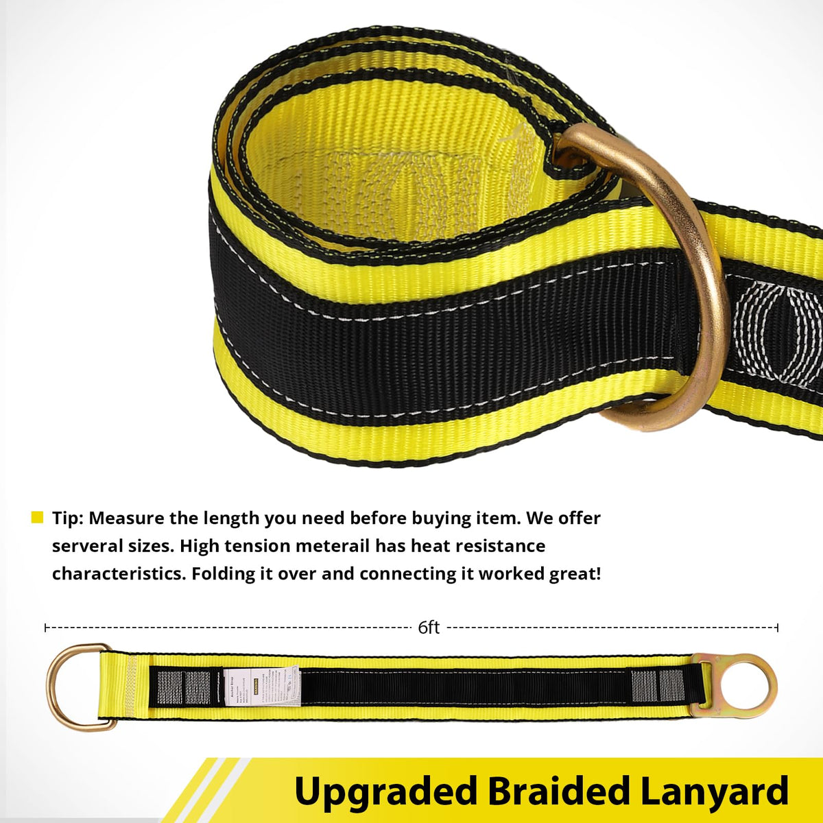 TRSMIMA Safety Strap Fall Protection - 2 Packs 3ft Cross Arm Strap Anchor Strap Anchorage Lanyard with Double D Ring ANSI for Safety Harness