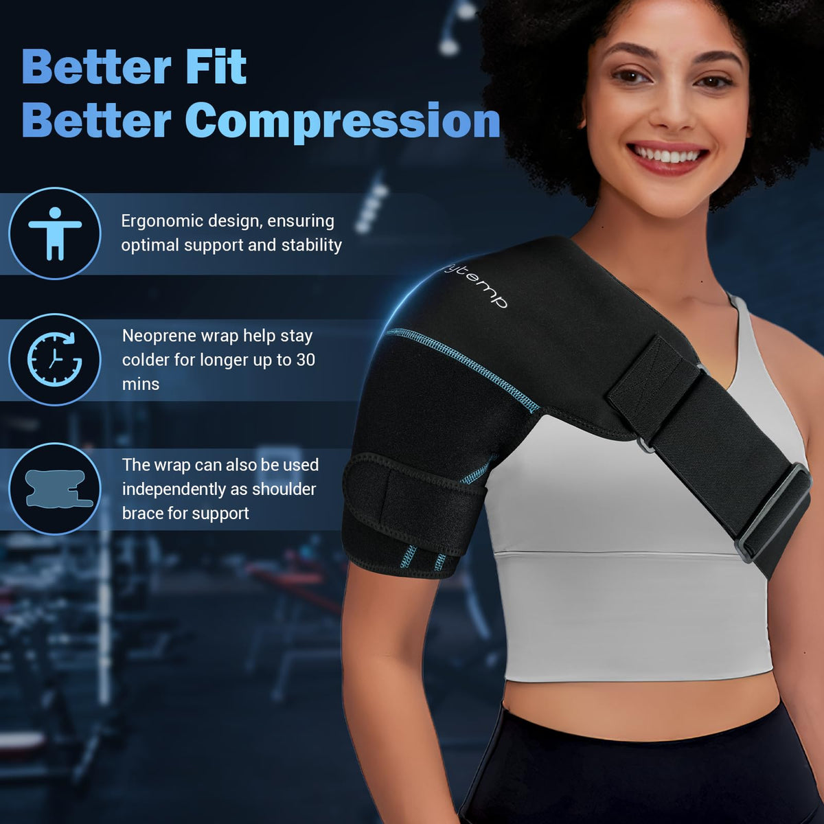 Comfytemp Shoulder Ice Pack Wrap Shoulder Brace, Gel Cold Compression Sleeve for Injuries Reusable Arm Rotator Cuff Pain Relief, Recovery Items for Women Men, 1 Gel Ice Pack