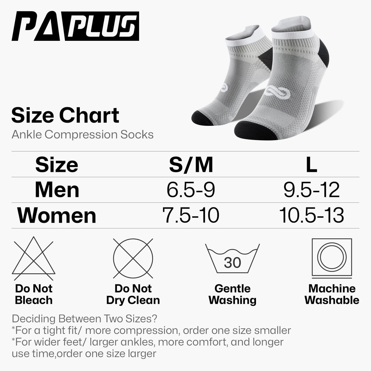 PAPLUS Compression Socks for Men & Women, Low Cut Ankle Running Socks with Arch Support, Plantar Fasciitis Relief for Walking, Cycling, Golf, Travel, Nurses