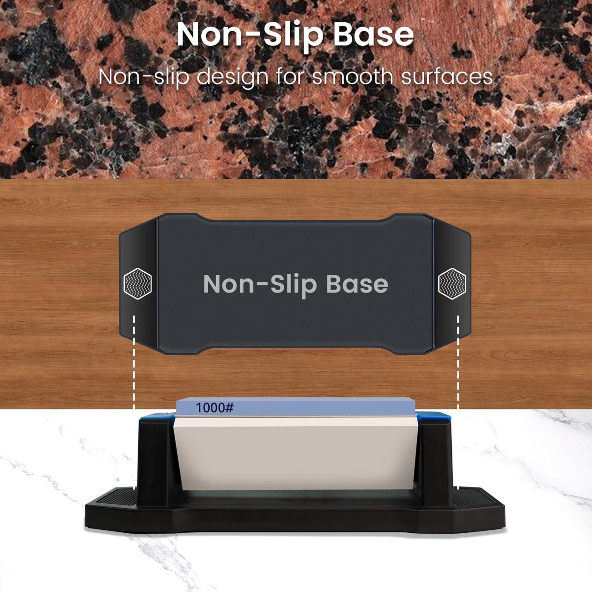Whetstone Sharpening Stone Kit, Premium 3 Side Grit 400/1000/5000 Knife Sharpener for Sharp Blade, with Non-Slip Base, Angle Guide & Leather Strop