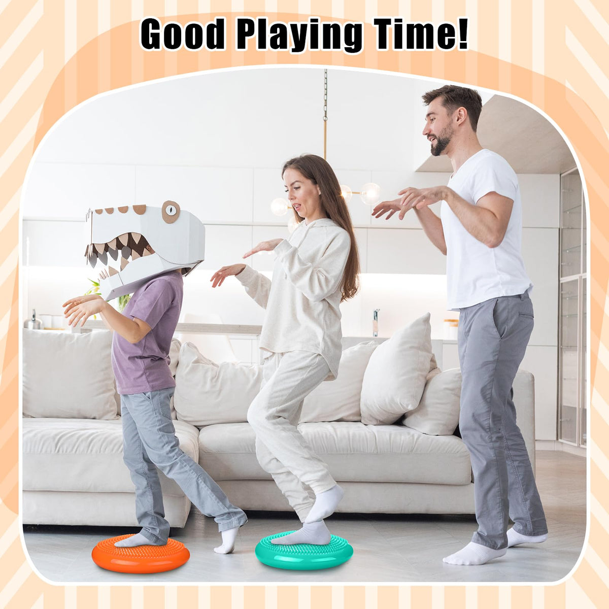 Silipull 2 Pcs Wiggle Seat Inflated Wobble Cushion Flexible Balance Disc with Air Pump for Core Stability Strengthening Improving Posture Physical Exercise(Aqua and Orange)