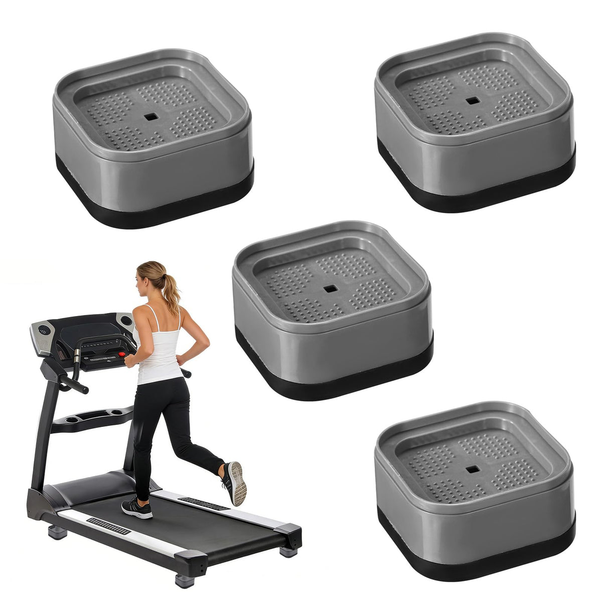 Penitue 4pcs Treadmill Incline Riser Blocks, Stackable Height Adjustable Incline Blocks Non-Slip Upgrade Ramp for Home Gym Leveling & Uphill Workout Treadmill Accessories(Grey)