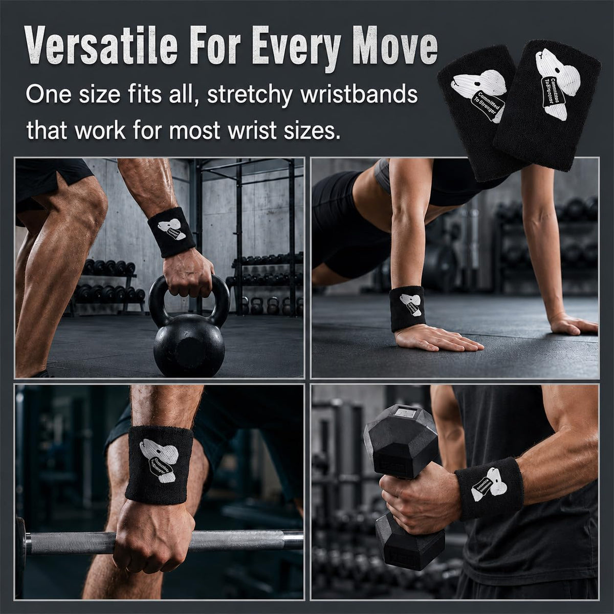 2pcs Kettlebell Wrist Guards for Men and Women, Sweat Weighted Wristbands with Insert Support, Shock-Absorbing Sleeve Protector for Sports, Weightlifting, Crossfit, Fitness Training, One Size Fits All