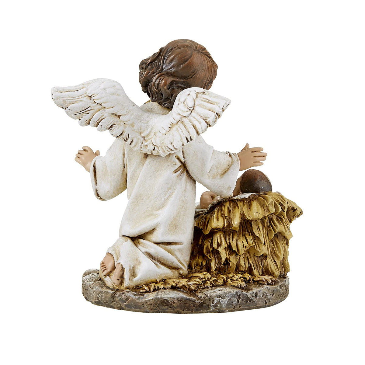 Avalon Gallery Sculpted Resin Advent/Christmas Candle Holder, 7.25" x 9.75", Angel Nativity Wreath