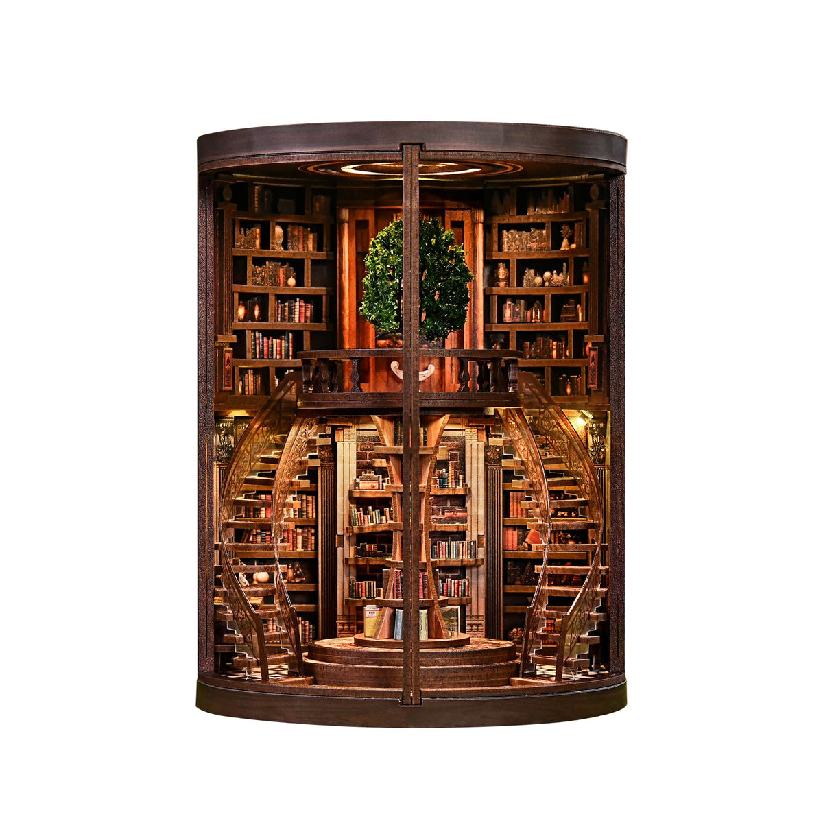 DIY Book Nook Kit with LED Light, Miniature Dollhouse, 3D Wooden Puzzle, Bookshelf Insert Decor Craft Gift (Wisdom Rings Book Repository)
