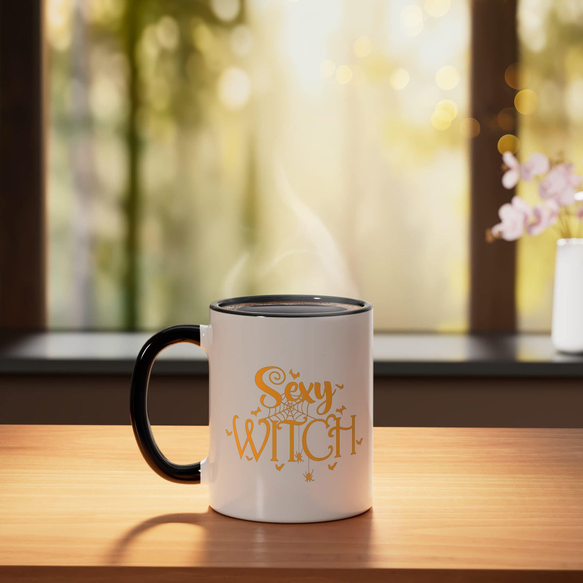 Sexy Witch Halloween Candy Custom Ceramic Mug, Black/White
