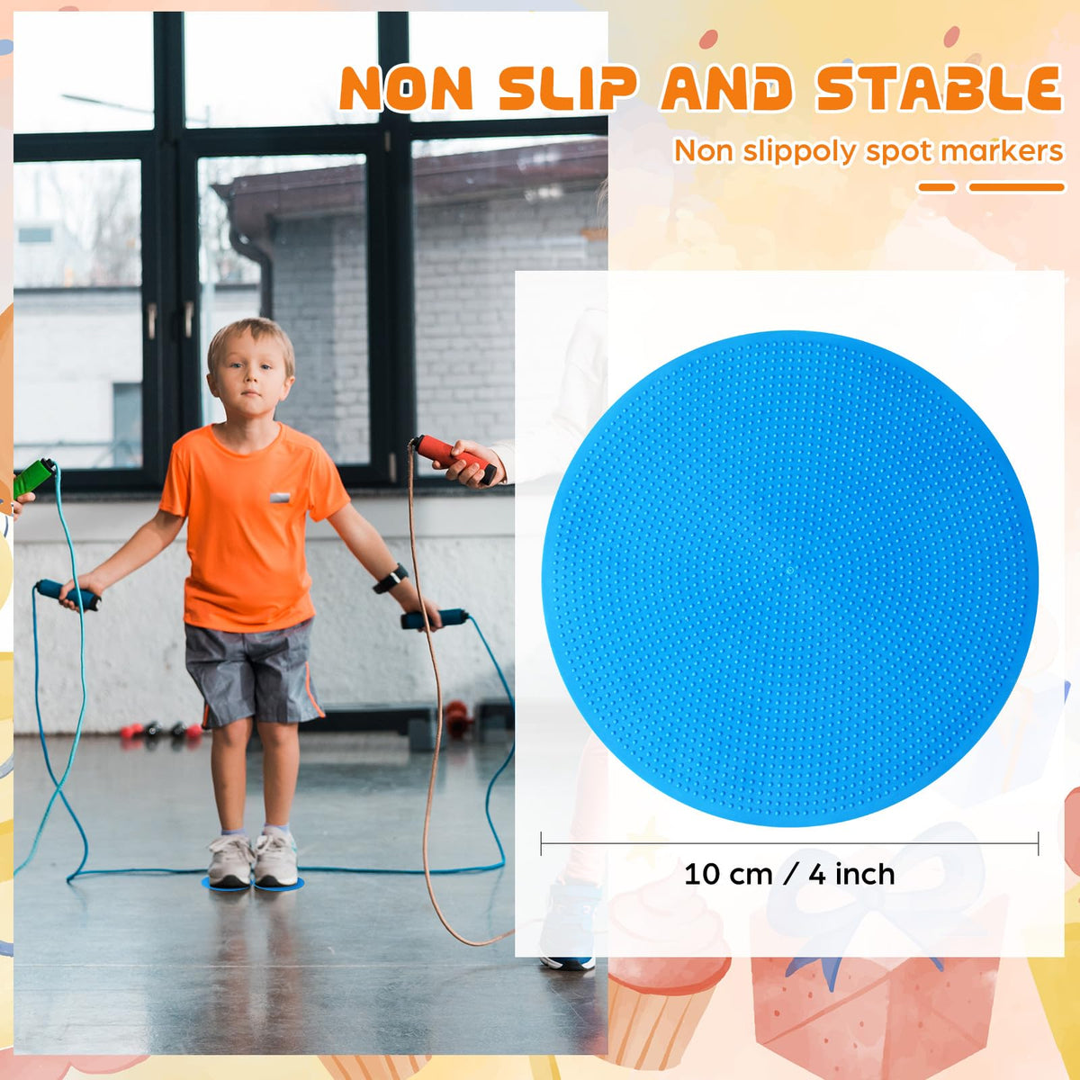 wlilupah 6 Pcs Poly Spots Markers 4 Inch Floor Spot Markers Dots for Gym Marker Poly Sports Training for Gym Floor Soccer Basketball Speed Agility Training Field Marking Equipment (Blue)