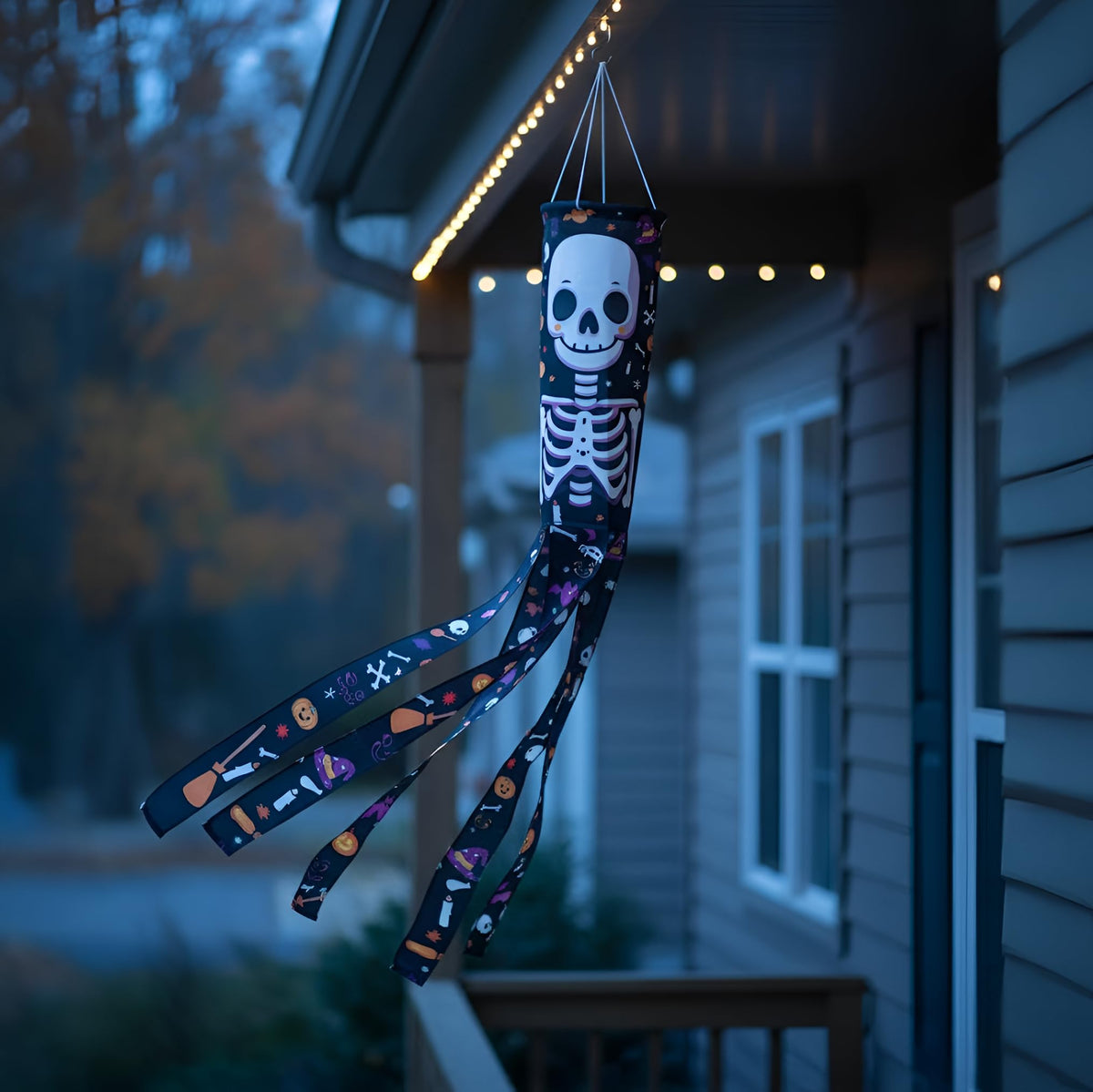 Madrona Brands Halloween Skeleton Windsock | Durable Outdoor Hanging Wind Sock Decoration | Yard, Porch, Lawn | 48 Inch