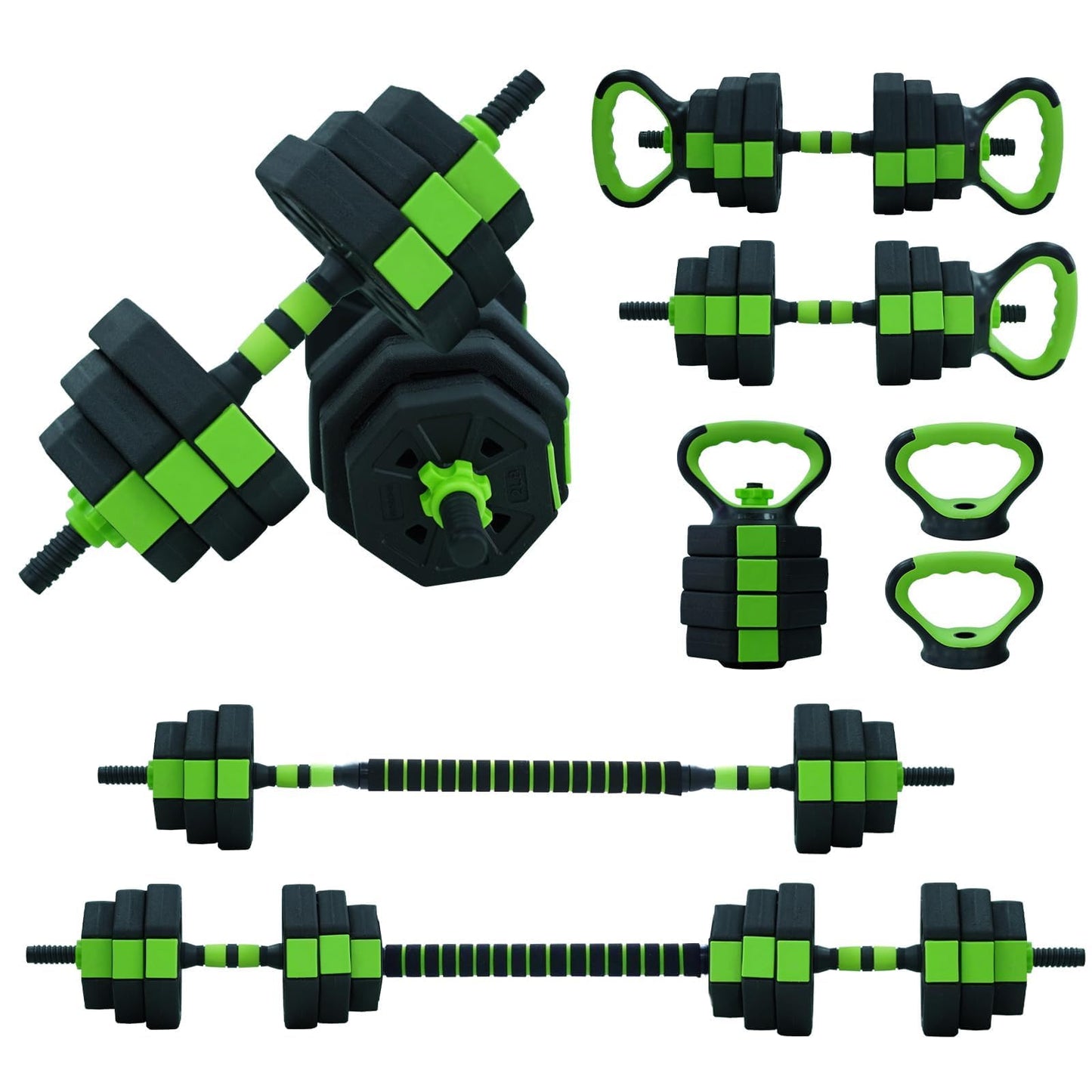 Adjustable Dumbbell Set, 4 in 1 Free Weights Dumbbells Set with Connector, Barbell Weight Set Used As Kettlebells, Barbell, Push Up Stand, Fitness Exercise for Home Gym Suitable Men/Women