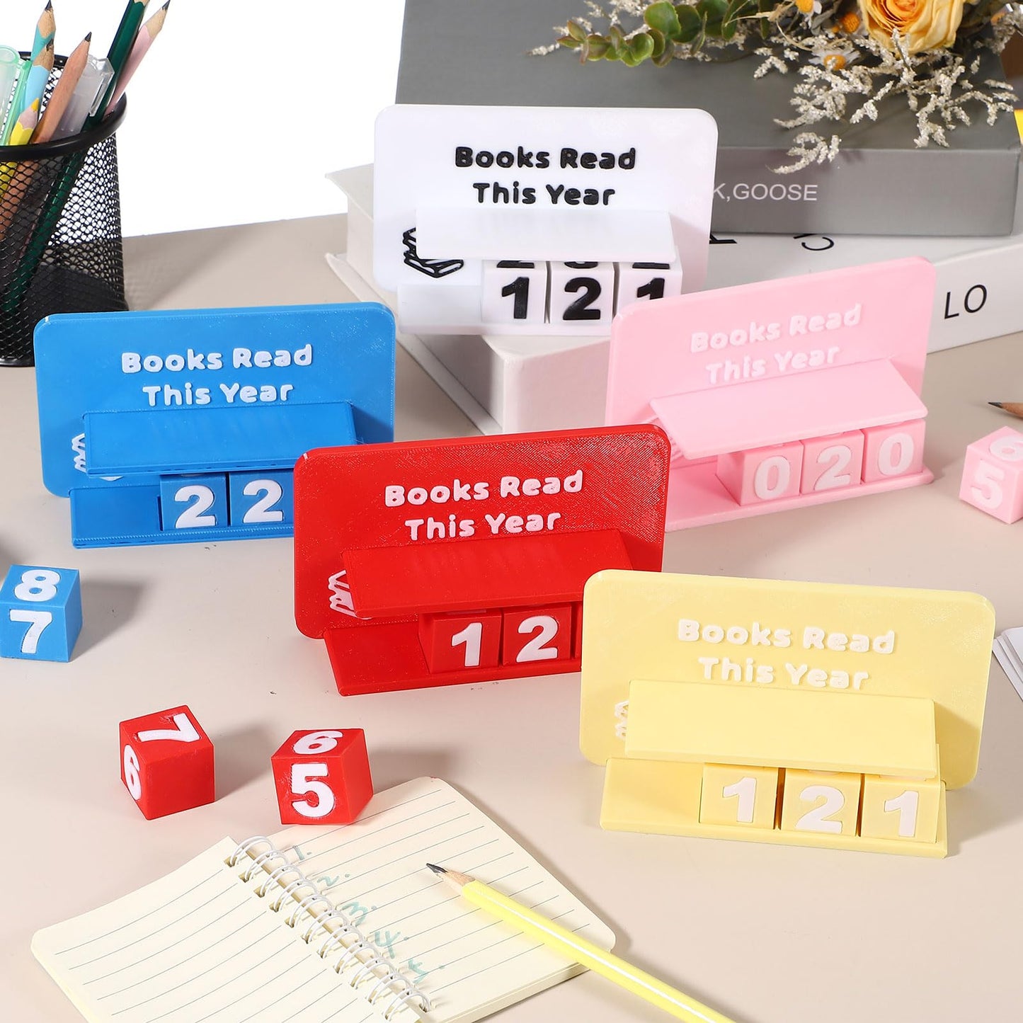 PATIKIL Books Read This Year Tracker, 3D Reading Challenge Counter Sign Library Bookshelf Decor Reading Challenge Number Up to 999 Books Gift for Reader Book Lovers Teachers, Light Green