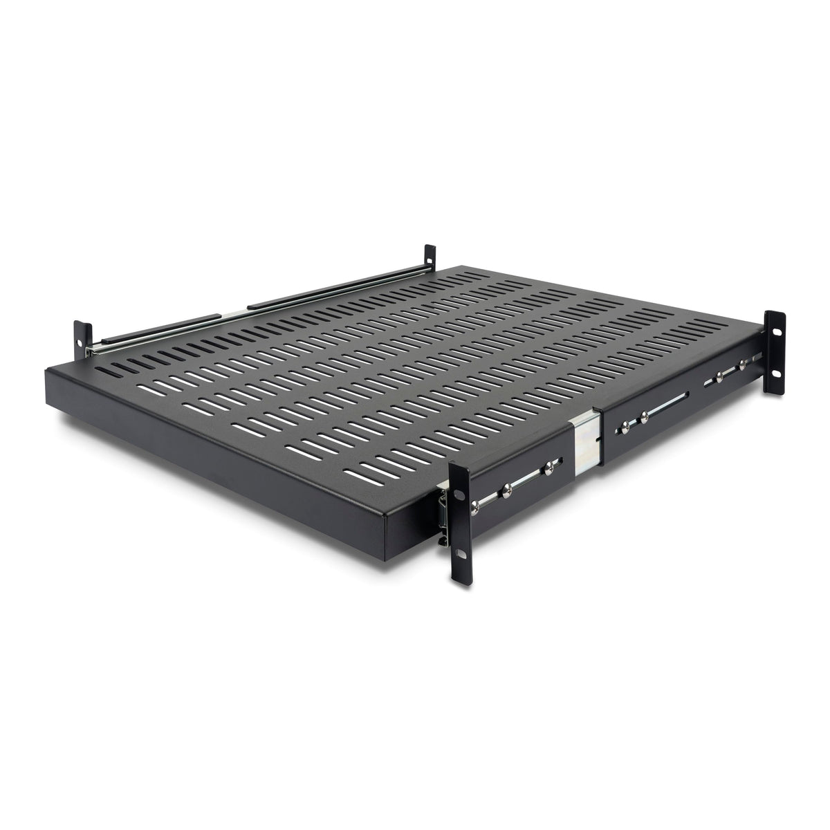 StarTech.com 2U Sliding Server Rack Mount Shelf - 20 to 30in Adjustable Mounting Depth - Vented - 50lb - Heavy Duty Universal 19” Rack Shelf for Equipment Rack - 24in Deep (UNISLDSHF19)