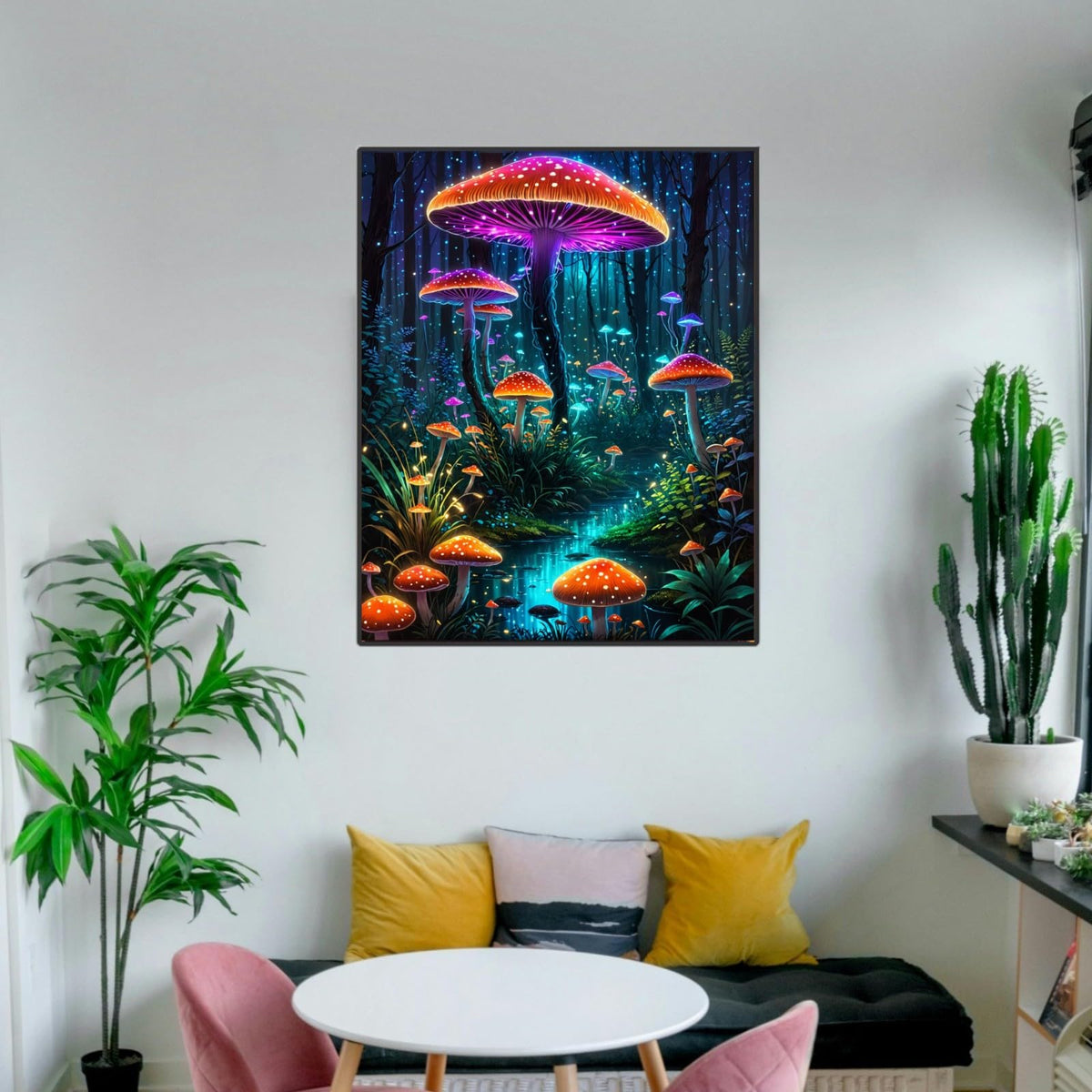 ldazao Paint By Numbers Kit for Adults Beginner Mushroom Paint By Number Kits On Canvas Mushrooms Forest Adults' Paint-By-Number Kits DIY Oil Painting Kits for Gift Wall Decor 16x20 Inch