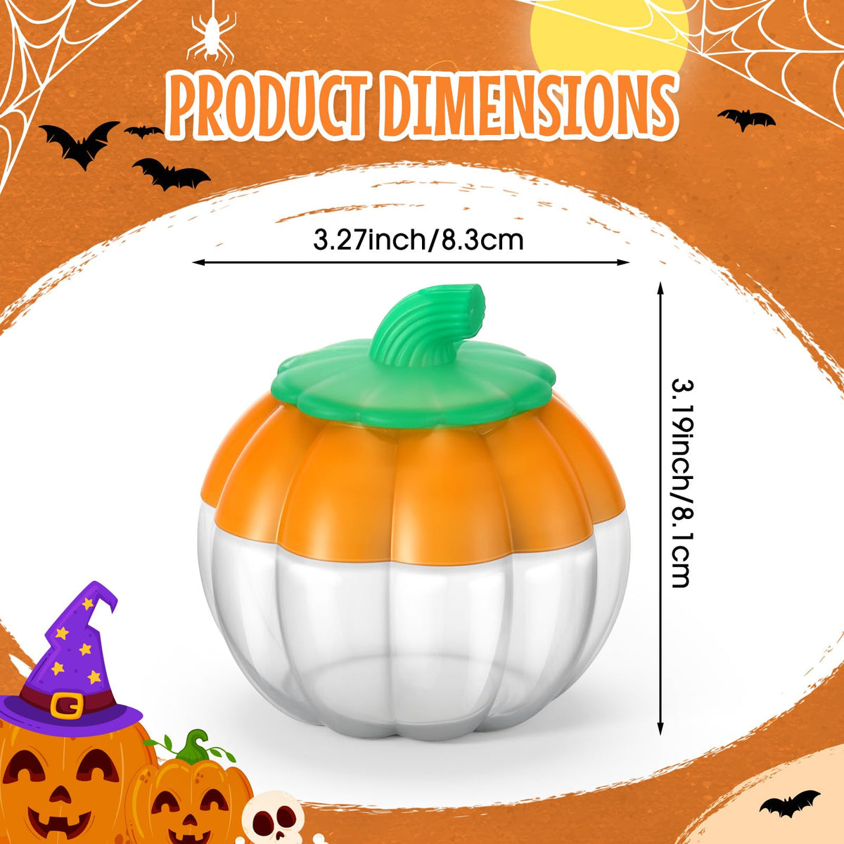 Baderke 30 Pcs 6.8 Oz/ 200ml Plastic Pumpkin Jar with Lids Halloween Pumpkin Candy Jar Small Cookie Containers Clear Potion Bottles for Drinking Thanksgiving Gift Autume Party Decoration