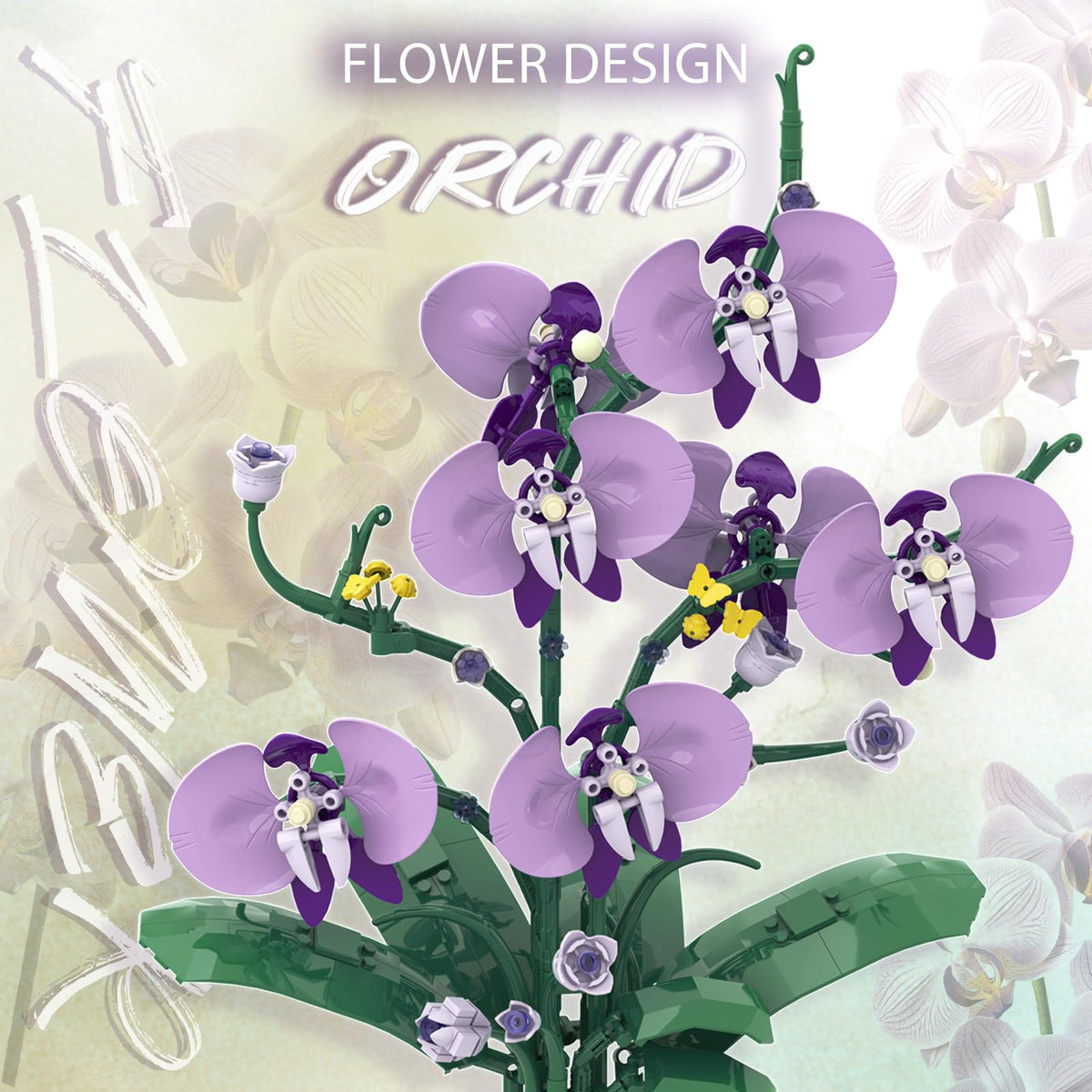 Botanicals Orchid Flower Kit, Flower Pot Set, Compatible with Lego Botanical Collection for Adults, Artificial Bouquet Flower Arrangement, Living Room Office Home Decor, Ideal Gift, 832PCS