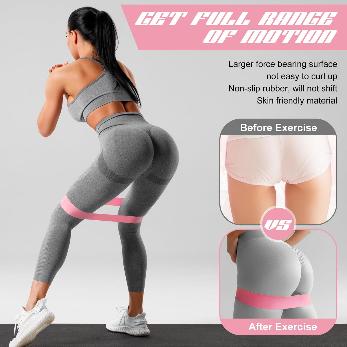 Hollowfly 30 Pcs Latex Resistance Bands Resistance Loop Exercise Band for Booty Workout Stretch Exercise Equipment Non Slip Elastic Band for Women Men Home Butt Hip Thigh Fitness Gym Yoga(Pink,Light)