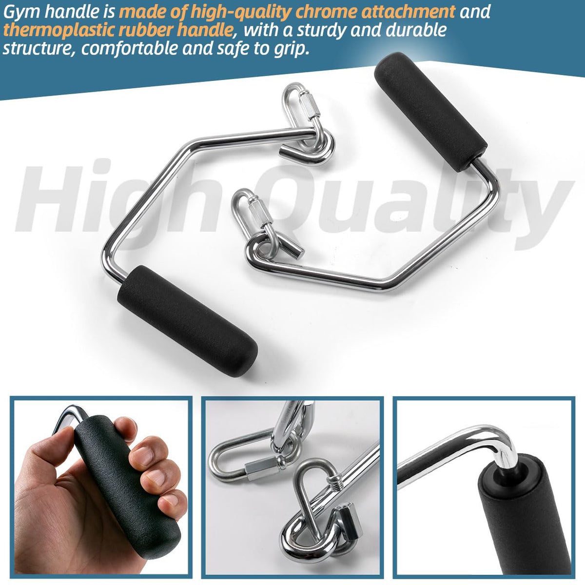 Open Ended Chrome Grip Handles Replacement for Total Gym Home Workout Machines 2000, 2200, 2500, 3000, 3000XL, XL, XLS - Gym Accessories Handles Compatible with Supra, Electra, FIT Models - 1 Pair