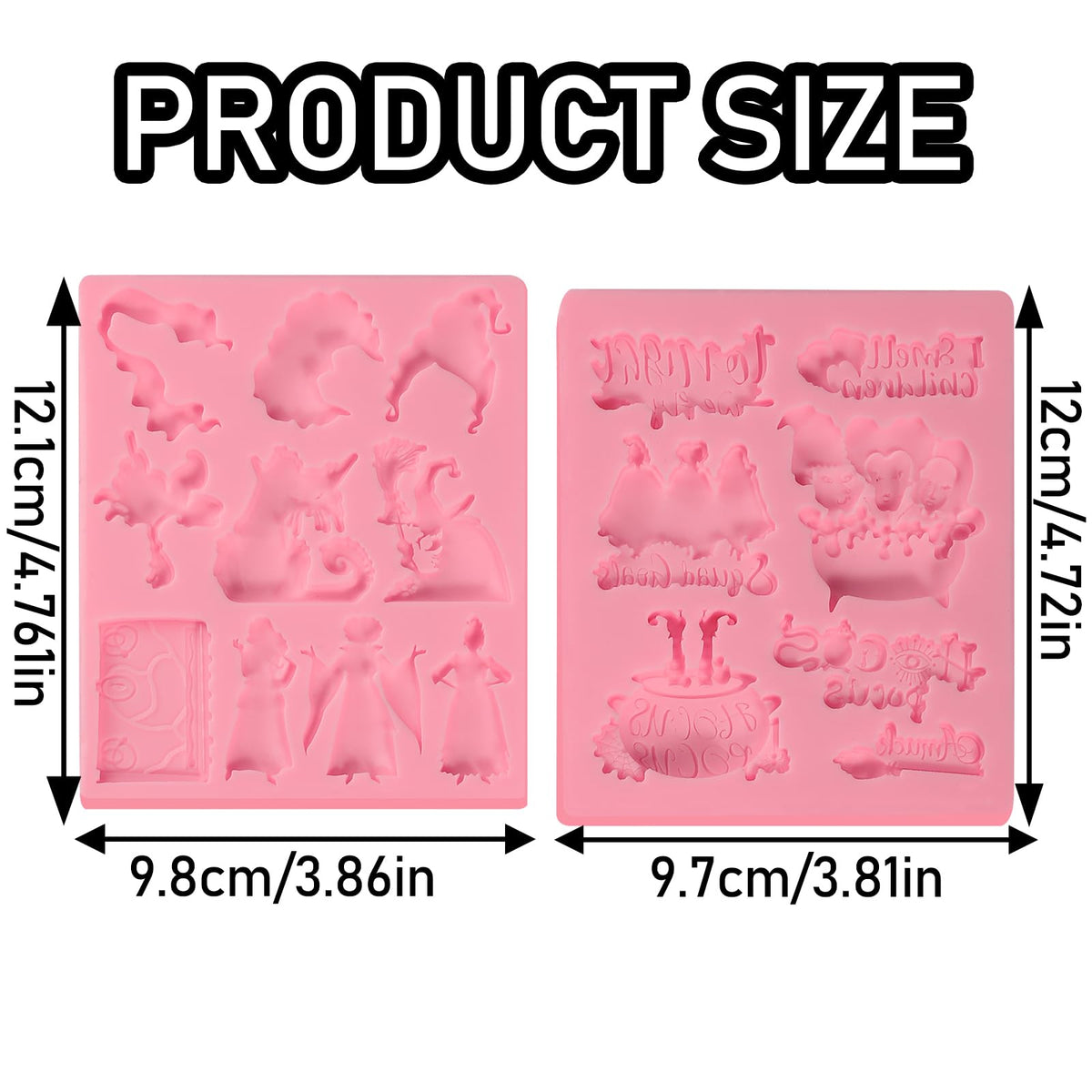 ICNYEKl Halloween Witch Sisters Silicone Mold 2 Pcs, 3D Halloween Hocus Pocus Fondant Mold, for Cupcake Toppers, Halloween Party Cake Decoration, Candy, Chocolate, Sugar Craft, Resin, Plaster, Clay
