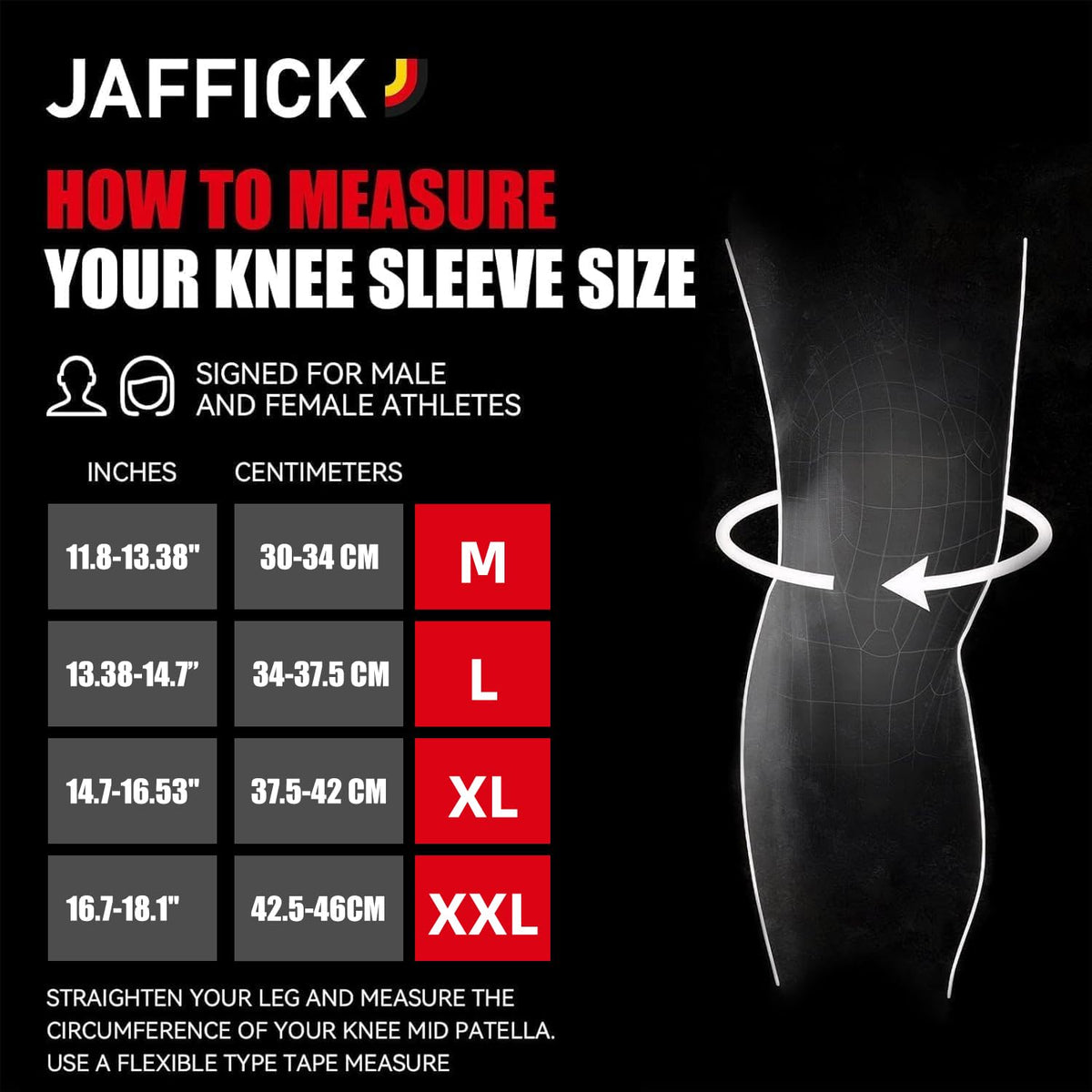 Jaffick Knee Sleeves (1 Pair),Double Layer Compression Knee Braces for Suitable for Squats, Weightlifting, Powerlifting, Gym Exercises, Unique Pressure Belt Design，7MM Neoprene Sleeves
