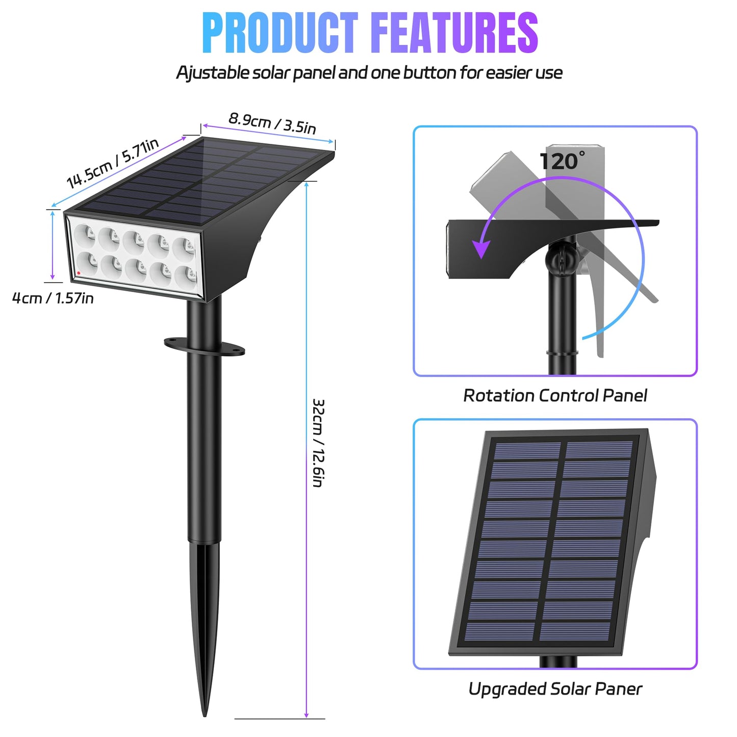 WENATY Solar Spot Lights Outdoor Color Changing, [7 Mode/6 Pack] Christmas Landscape Spotlights, Solar Lights Outdoor Waterproof,Led Powered Flood Light for Halloween Pathway Yard Garden Tree Walkway