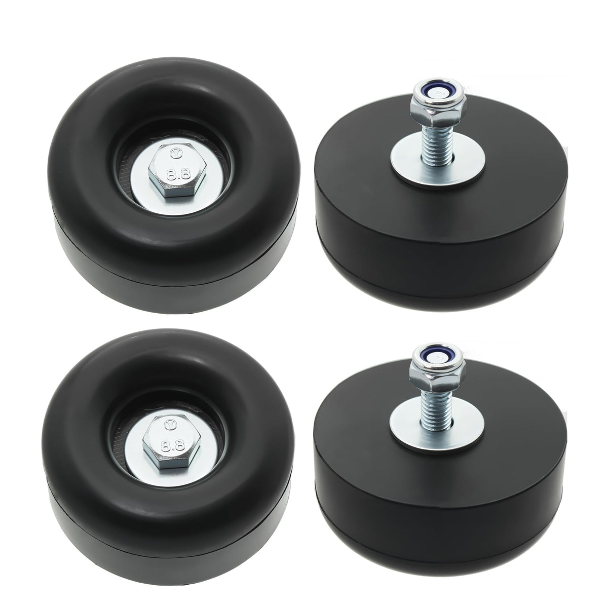 PWEOW Heavy Duty Rubber Anti Vibration Feet for Generators, Pressure Washers, Air Compressors and Pumps Rubber Foot Pads,1 X 2.5 in,with Screw Kits, 4-Pack