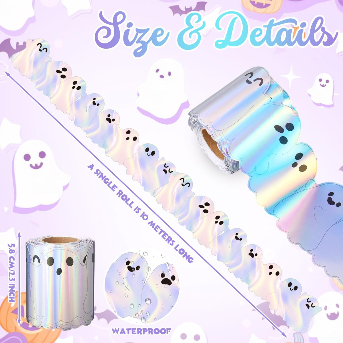 Fuutreo 32.8 ft Halloween Ghost Bulletin Board Borders Decoration Cute Classroom Bulletin Border Office Scalloped Trim for School Fiesta National Wedding Party Decoration