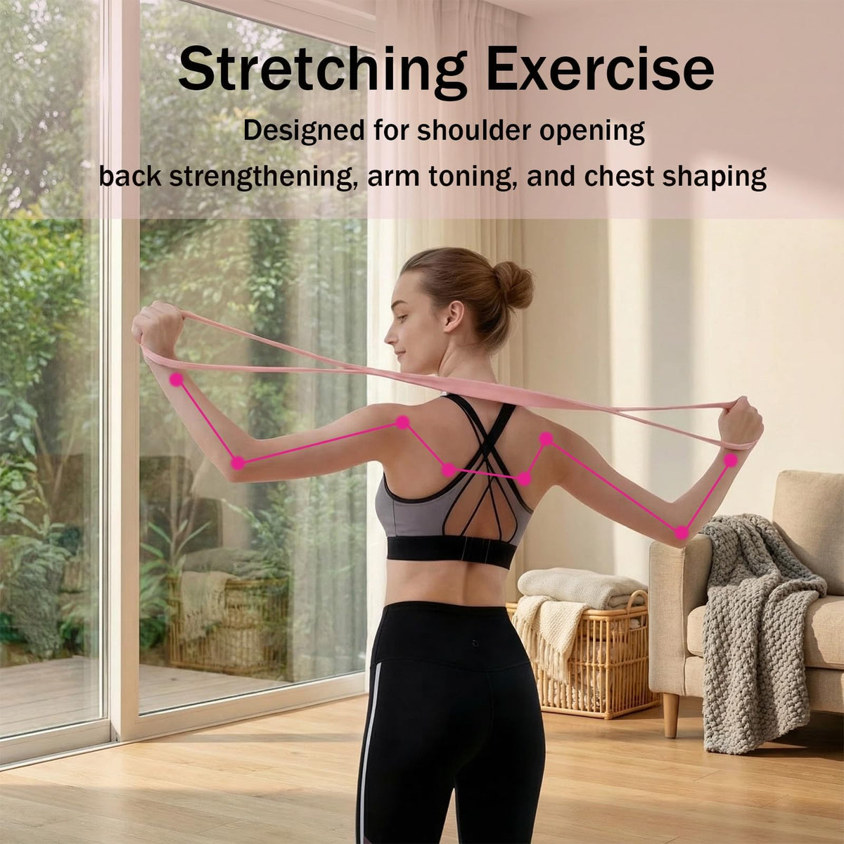 SPGOITRY Figure 8 Resistance Band for Women, 8 Shaped Resistance Bands with Handles, Shoulder Back Arm Bands for Workout