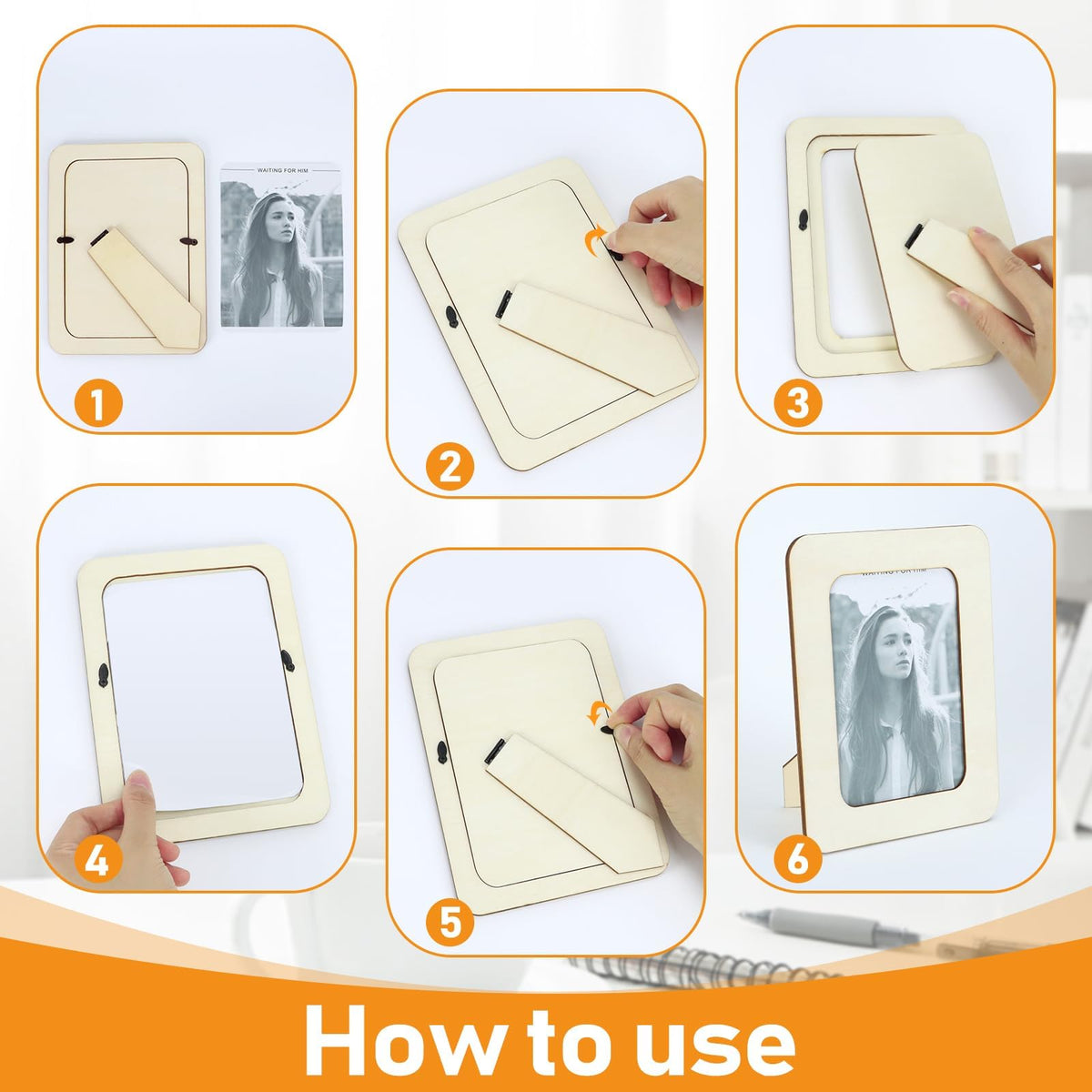 VOKOY 15 Pack Wooden Picture Frames for Crafts,DIY Wood Craft Picture Frames for 4" x 6" Photos,Unfinished Standing Photo Frames DIY Crafts Wood Decorate for Mother's Day Birthday Party Gifts