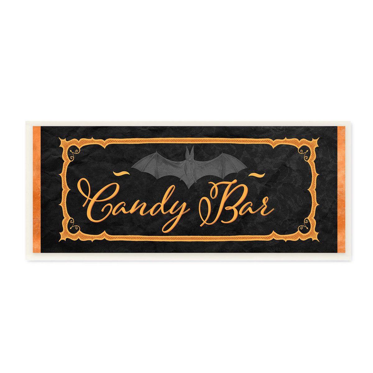 'Spooky Candy Bar Sign Halloween Bat Orange'| Wall Plaque Art