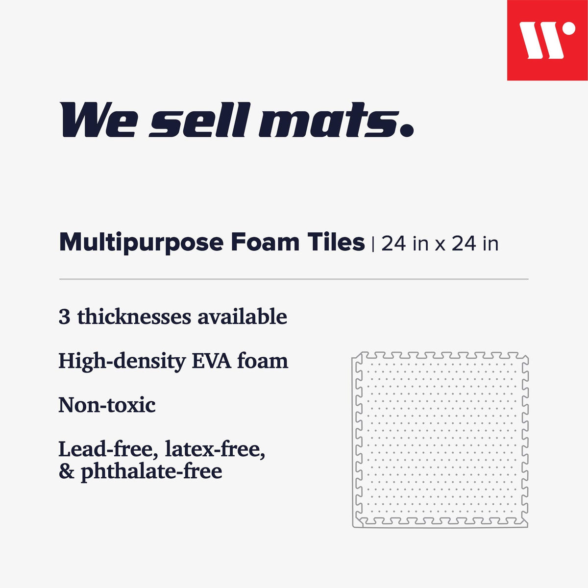 We Sell Mats 1/2 Inch Thickness Multipurpose EVA Foam Floor Tiles, Interlocking Floor Mat for Indoor Gym and Home Use, 24 in x 24 in, Blue, 24 Square Feet (6 Tiles)