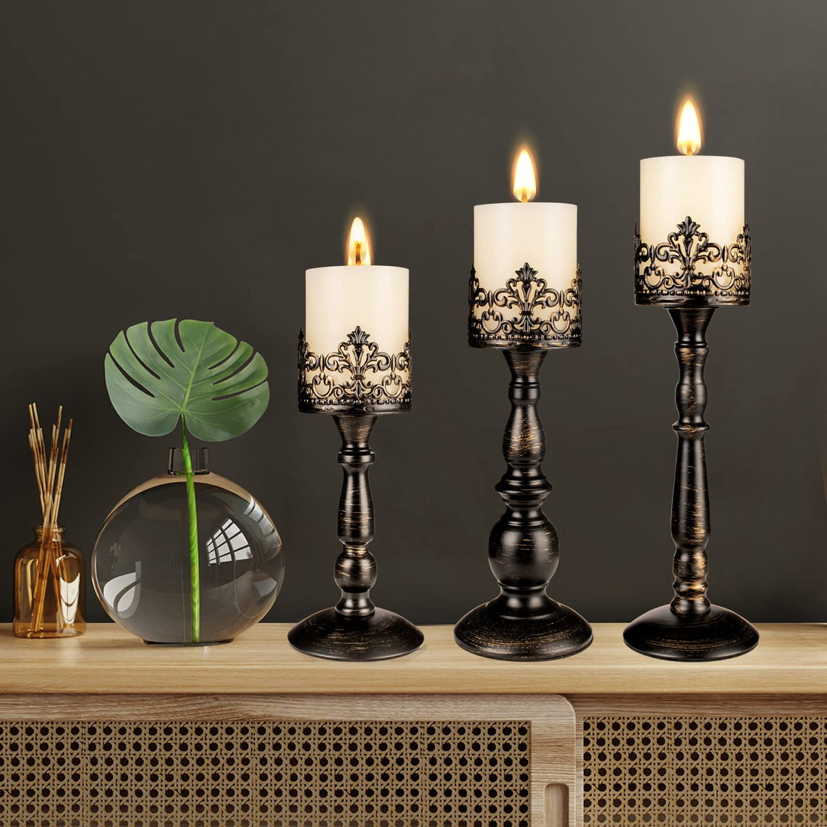 Vintage Candle Holder for Table Centerpiece Gothic Candle Stand Set