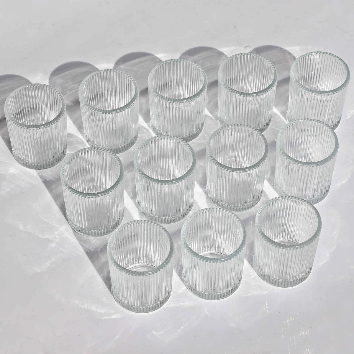 VOHO Clear Votive Candle Holders for Table Centerpiece, Glass Candle Holder Bulk Set of 12, Glass Votive Holder for Home Decor & Holiday Decor(2.1 x 2.6 Inch, Clear)