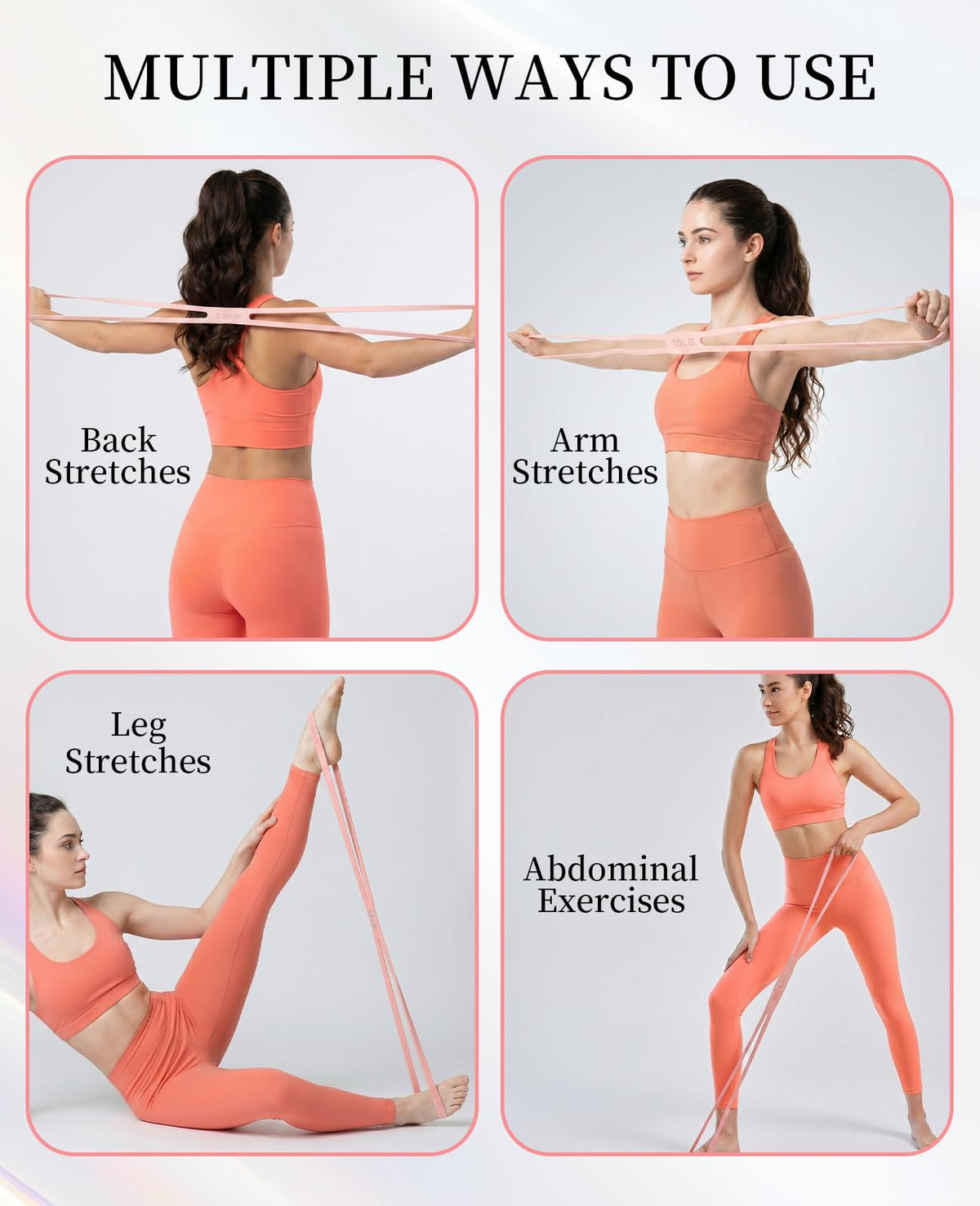 Waaqkid Figure 8 Resistance Band, 3pcs 15&25&35 Lbs Silicone Arm Posture Resistance Bands with Non-Slip Handles for Full Body Workout