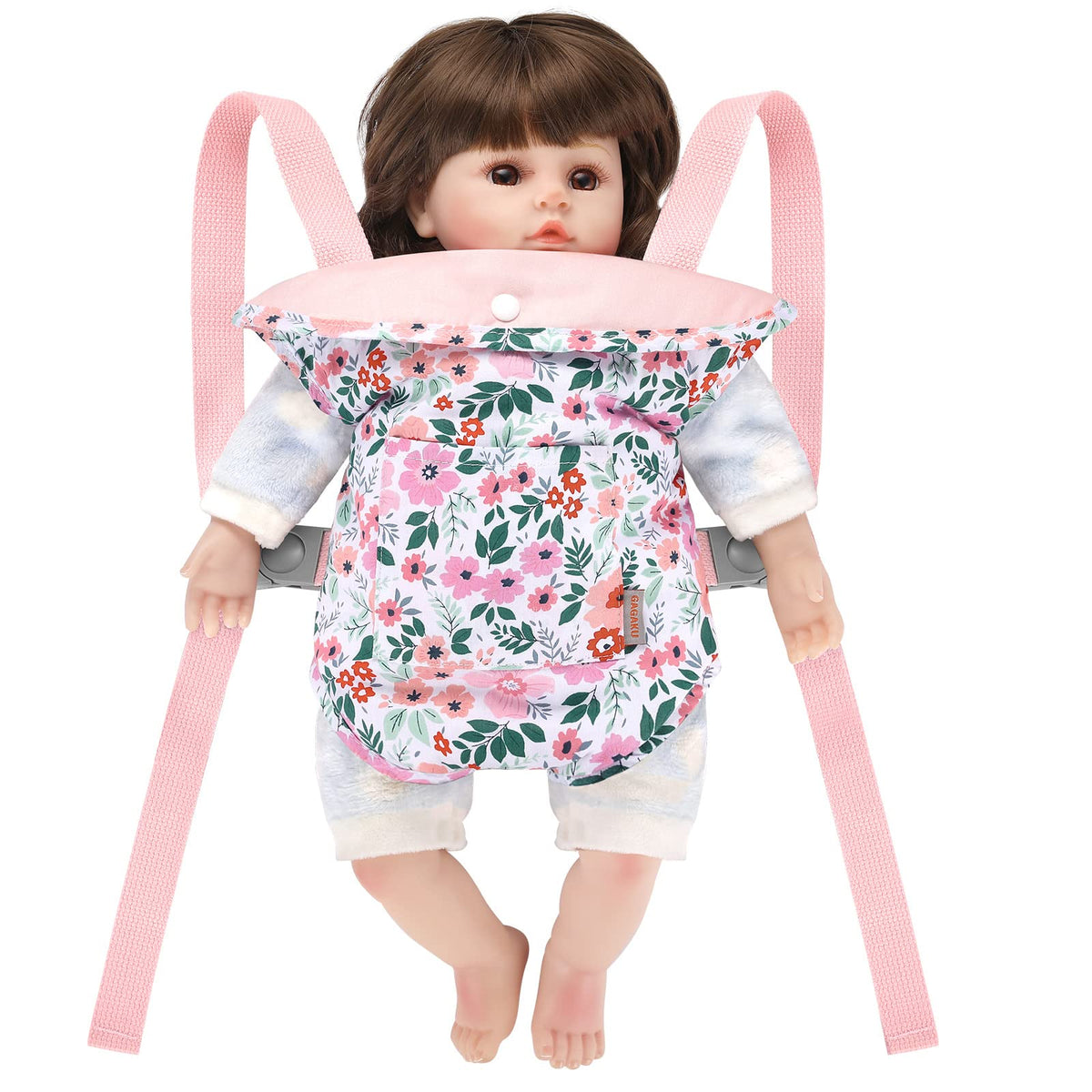 GAGAKU Baby Doll Carrier for Toddlers Doll Carrier for Little Girls Toy Baby Carrier for Kids Reborn Baby Doll Accessories - Pink (Leaf)